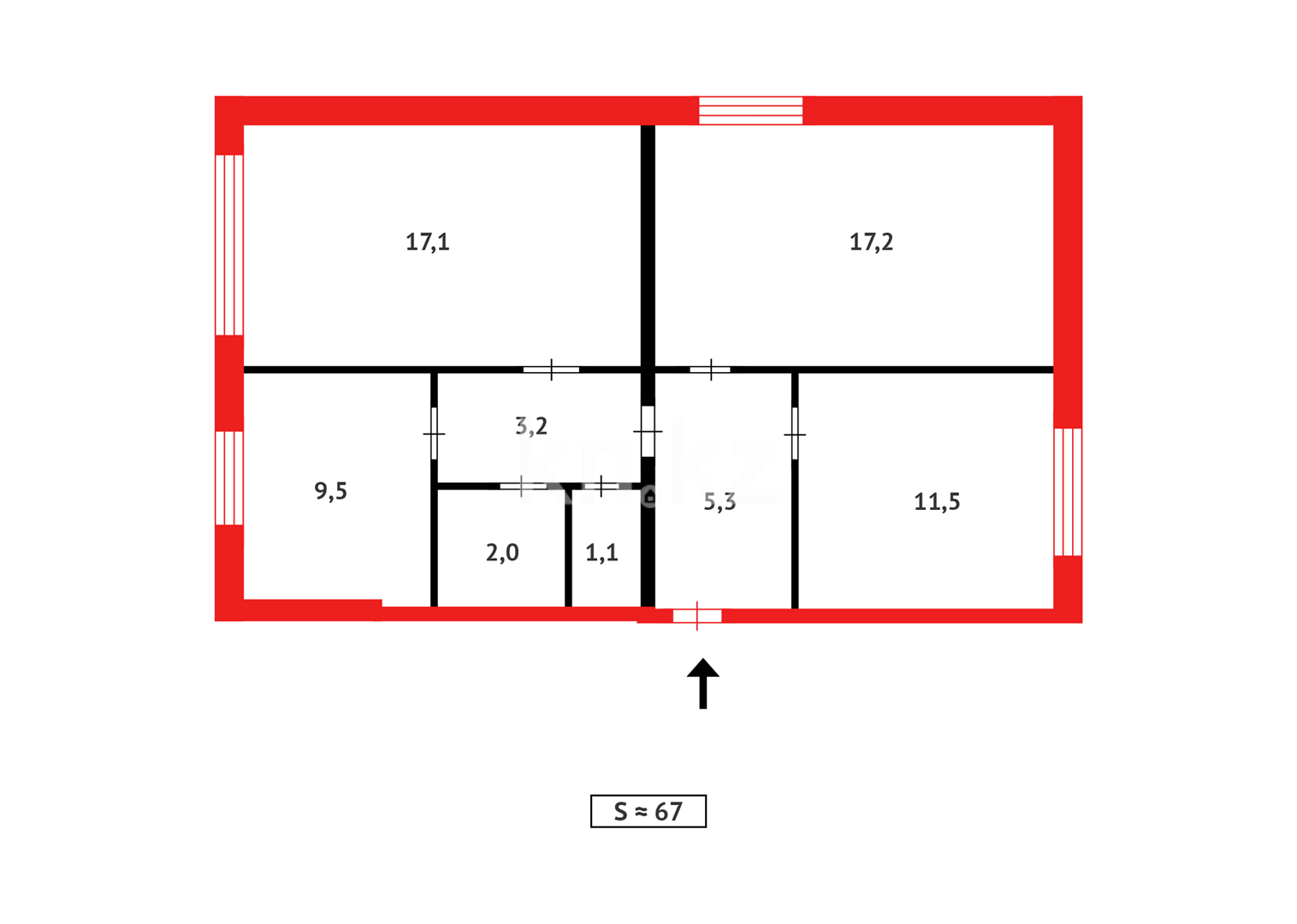Продажа 3-комнатной квартиры, 66 м², ул. Металлистов - Продажа  трехкомнатных квартир в Караганде с фото фото 16 из 16