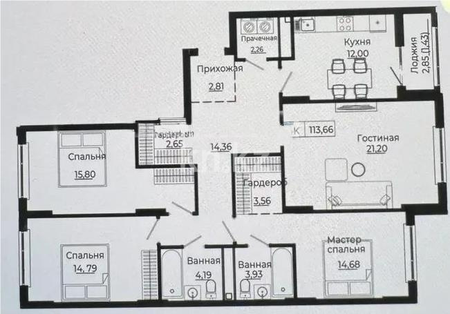 Продажа 4-комнатной квартиры, 114 м², пр. Улы Дала, дом  28 стр - Продажа квартир в новостройках Астаны без посредников фото 1 из 1