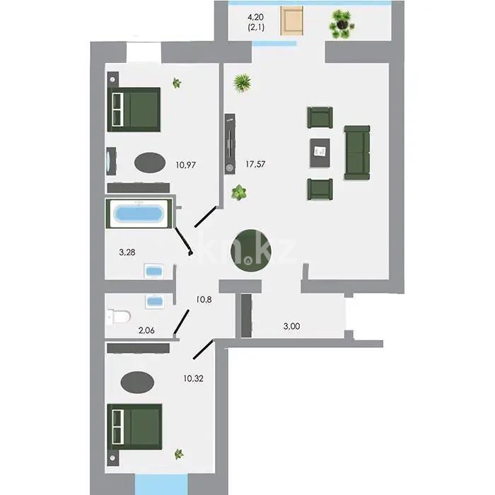 Продажа 3-комнатной квартиры, 67.21 м², ул. Е-1, дом  2а - Продажа  трехкомнатных квартир в Астане фото 1 из 1