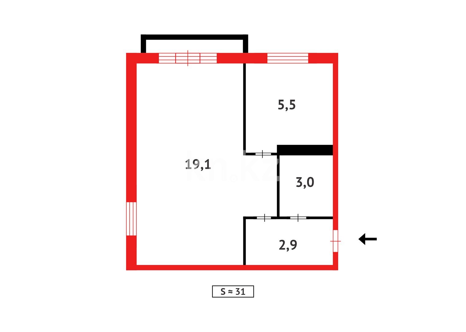 Продажа 1-комнатной квартиры, 31 м² в Темиртау - фото 10