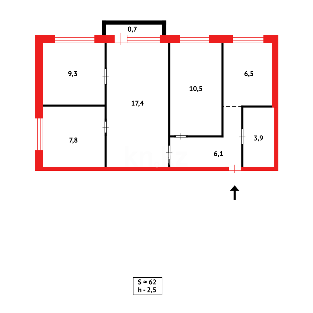Продажа 4-комнатной квартиры, 61 м², ул. Муканова - Продажа  четырехкомнатных квартир в Караганде фото 15 из 15