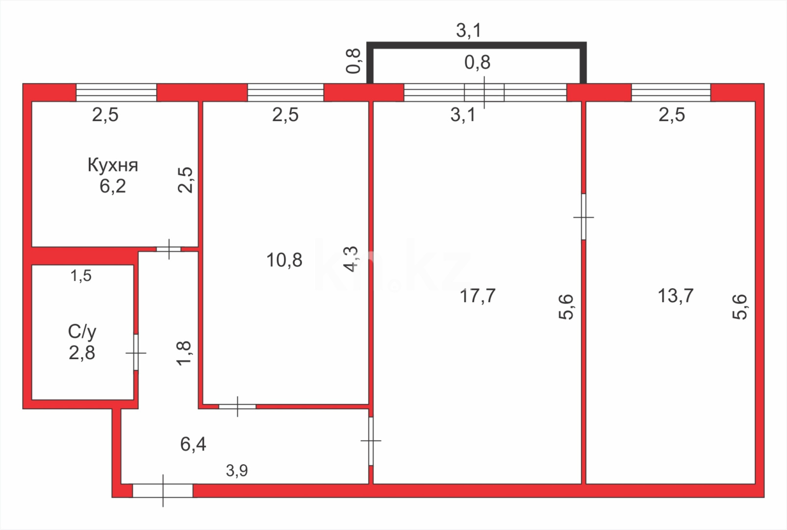 Продажа 3-комнатной квартиры, 58 м² - Продажа трехкомнатных квартир в Казахстане - страница 8 фото 11 из 11