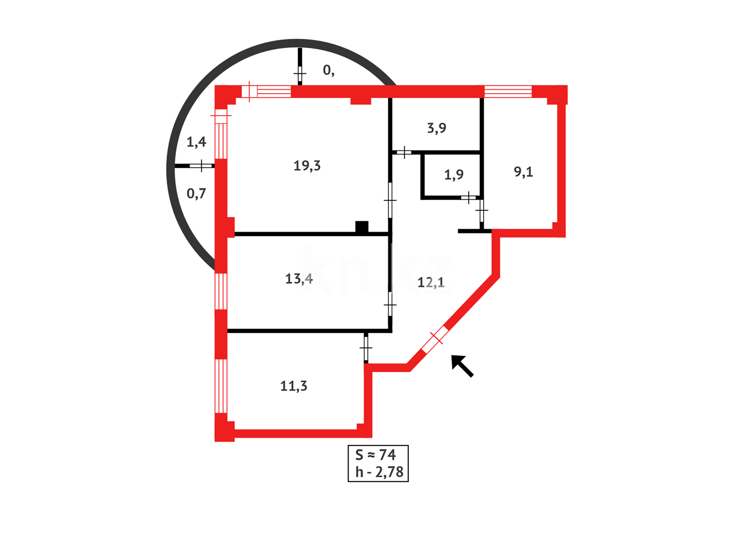 Продажа 3-комнатной квартиры, 73.8 м² - Продажа квартир в р-не Нура Астаны - страница 2 фото 13 из 13