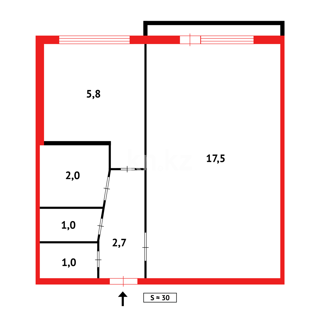 Продажа 1-комнатной квартиры, 30 м² - Продажа квартир в Караганде - страница 2 фото 5 из 5