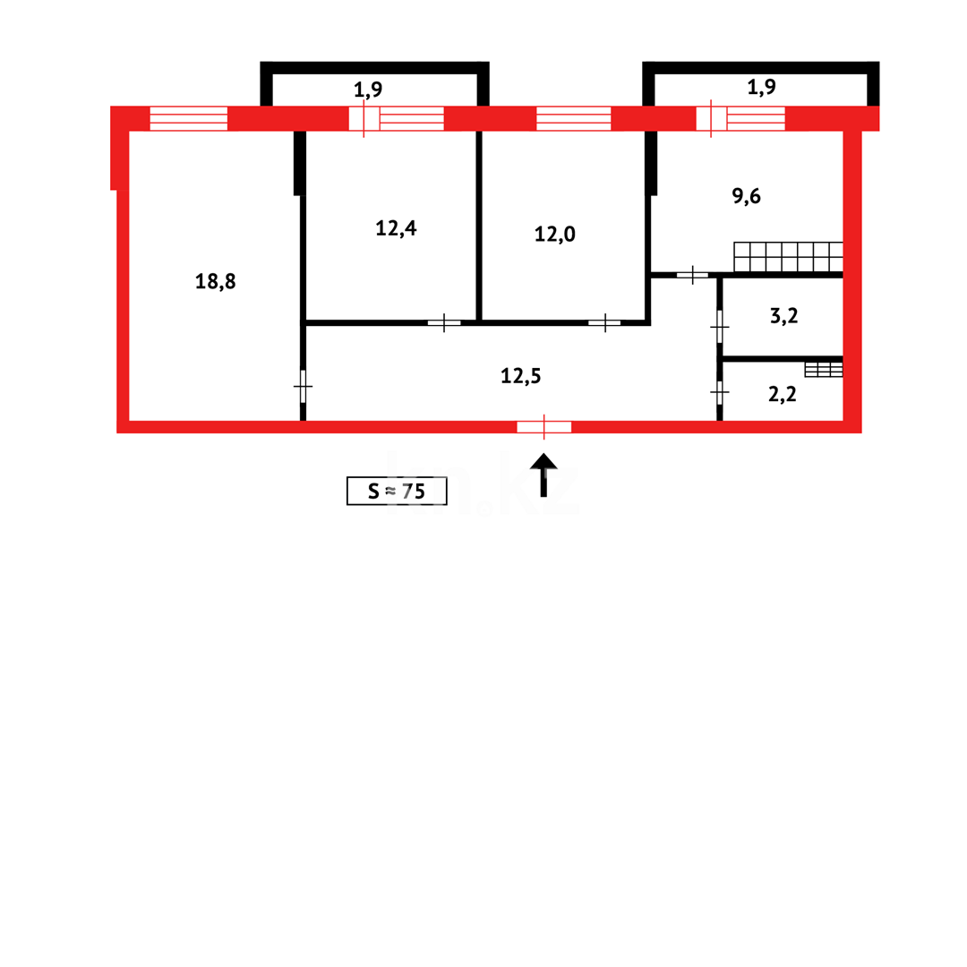 Продажа 3-комнатной квартиры, 74 м² в Караганде - фото 2