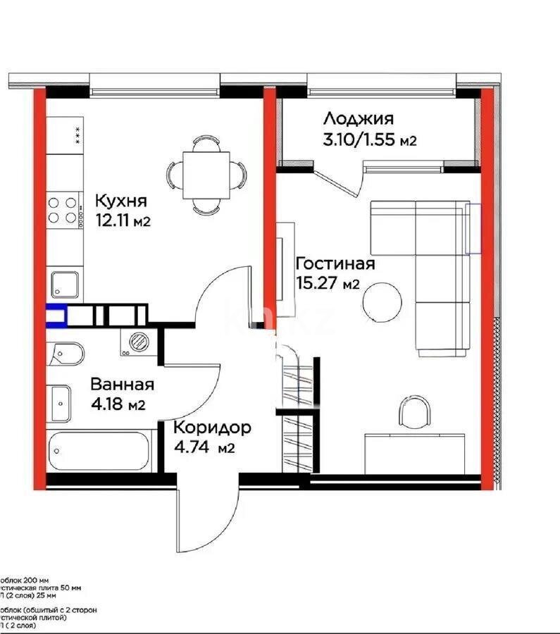 Продажа 1-комнатной квартиры, 39 м² в Алматы - фото 4