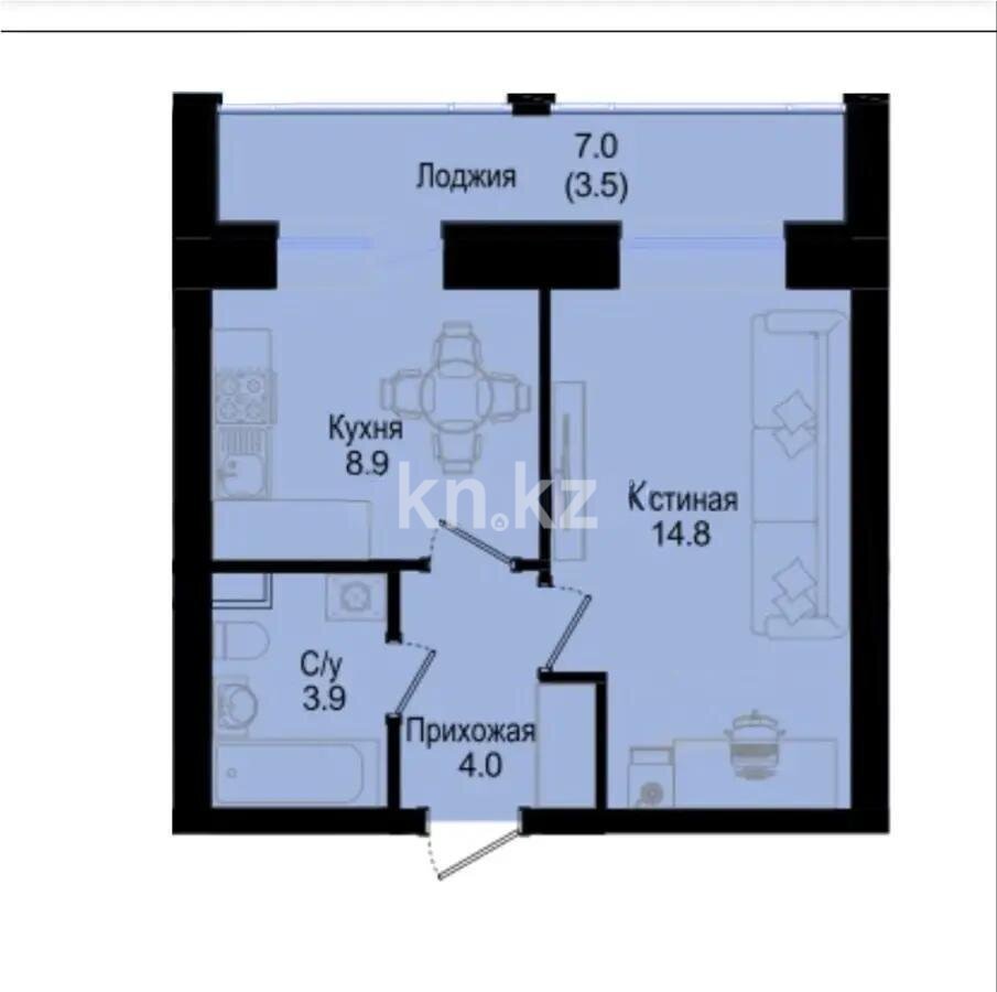 Продажа 2-комнатной квартиры, 35.1 м² в Астане