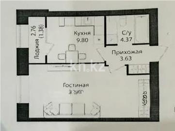 Продажа 1-комнатной квартиры, 41.58 м², ул. Е-15, дом  16 в Астане