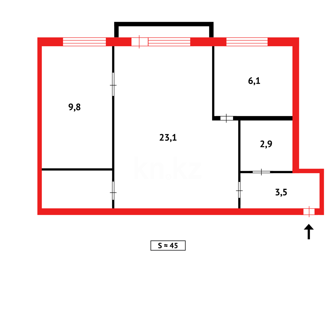 Продажа 2-комнатной квартиры, 44 м², ул. Тищенко в Темиртау - фото 13