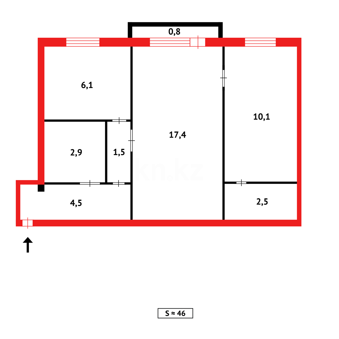 Продажа 2-комнатной квартиры, 45 м², ул. Блюхера в Темиртау - фото 13