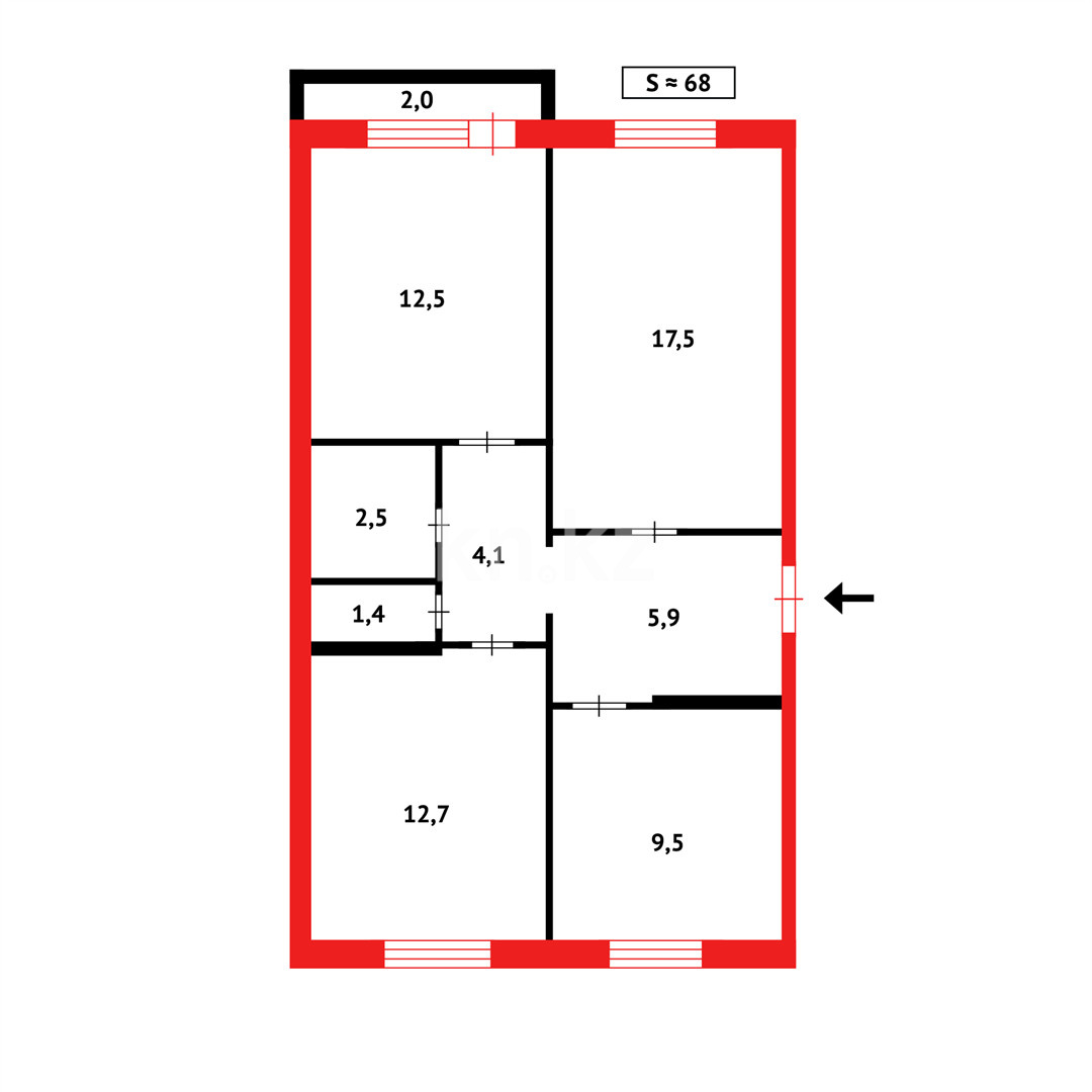 Продажа 3-комнатной квартиры, 67 м², мкр-н 8-й - Продажа  трехкомнатных квартир в Темиртау фото 19 из 19