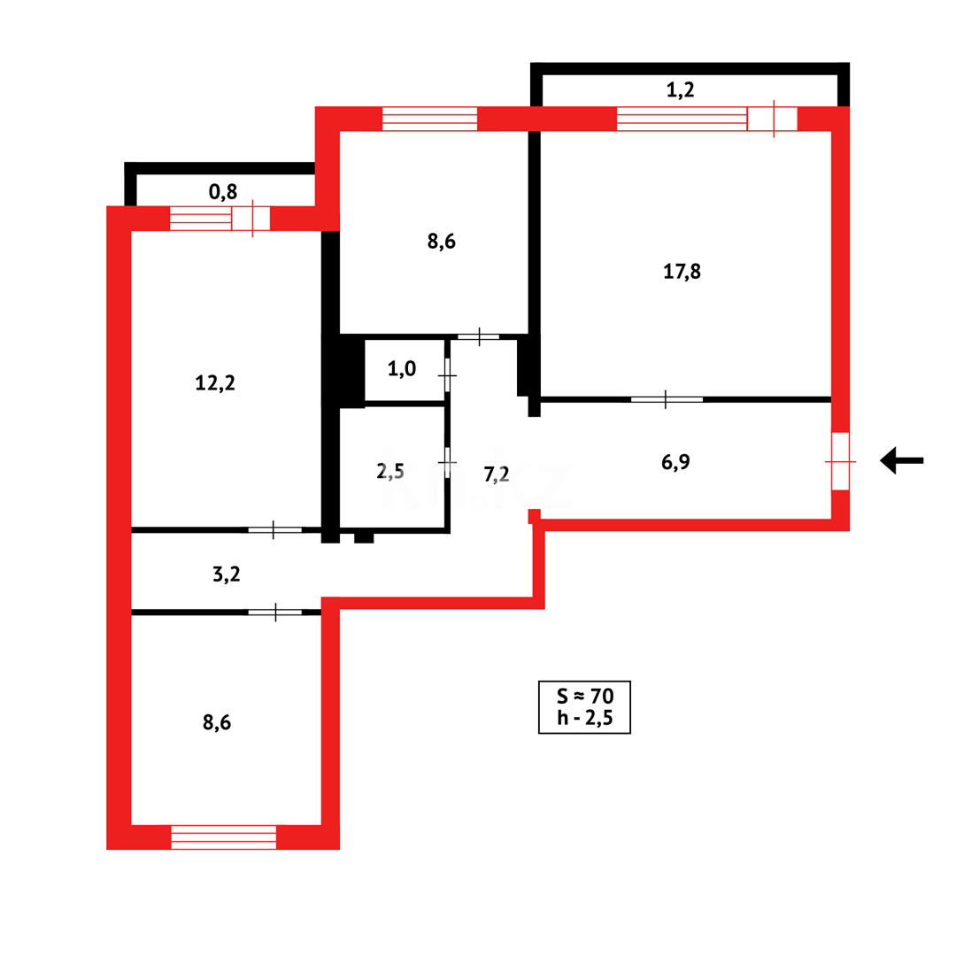 Продажа 3-комнатной квартиры, 67 м², мкр-н Голубые Пруды - Продажа квартир в Караганде фото 22 из 22