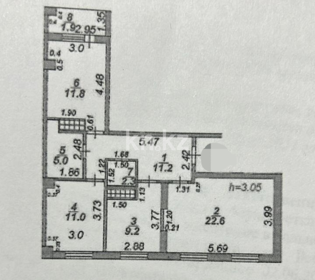 Продажа 3-комнатной квартиры, 75 м², ул. Дюсембекова, дом  44/2 в Караганде - фото 3