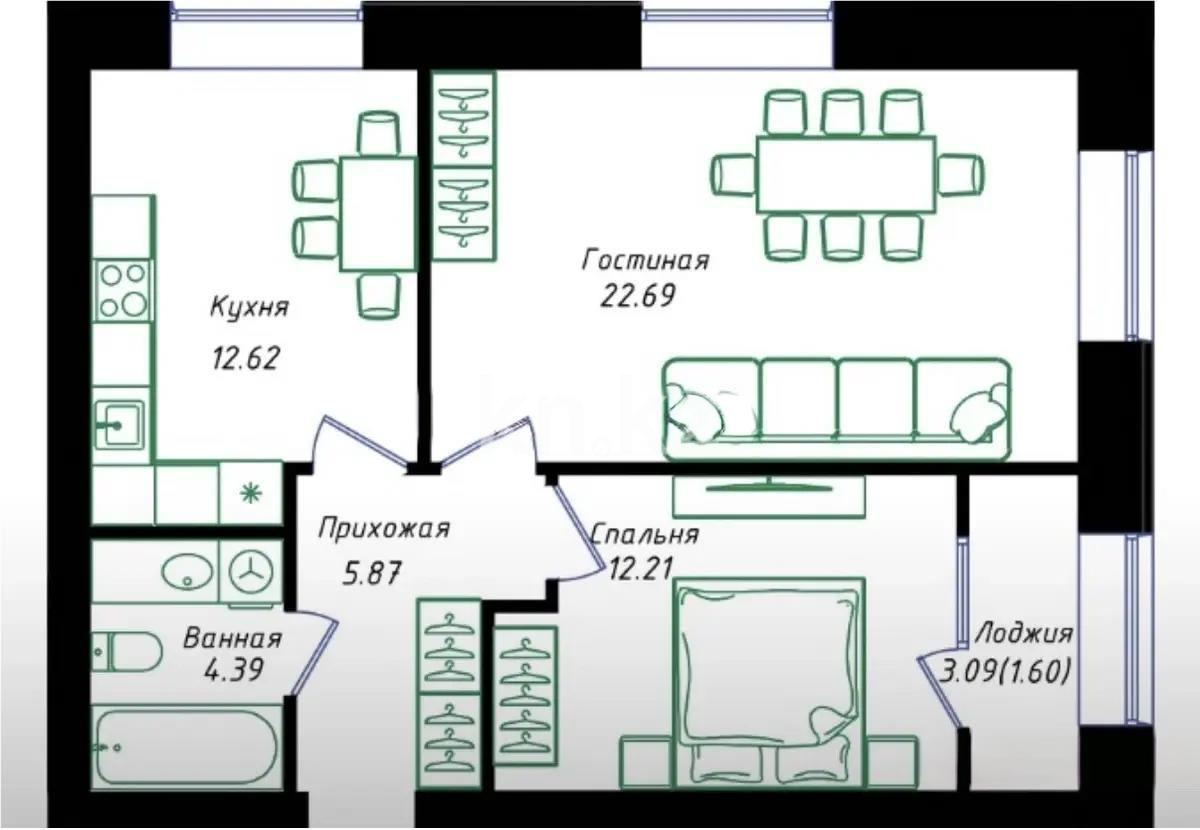 Продажа 2-комнатной квартиры, 60 м² - Продажа квартир в Казахстане - страница 33 фото 1 из 1
