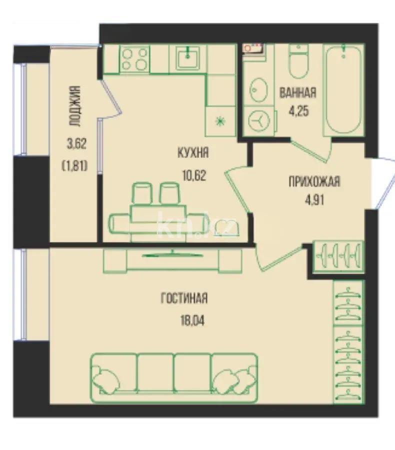 Продажа 1-комнатной квартиры, 40 м², ул. Серкебаева, дом  49 - Продажа квартир в Астане с фото фото 1 из 1