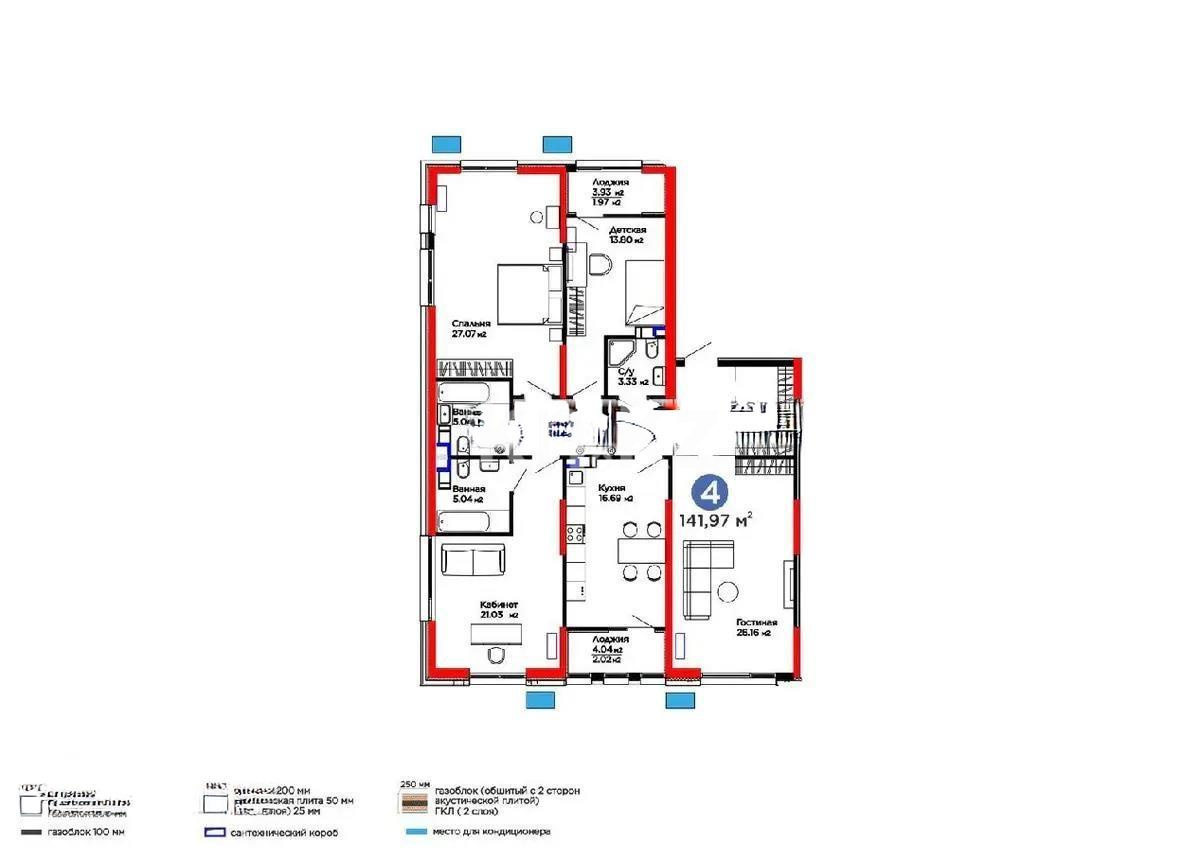 Продажа 4-комнатной квартиры, 142 м², пер. Лебедева, дом  1/1 - Продажа  четырехкомнатных квартир в новостройках Алматы фото 6 из 6