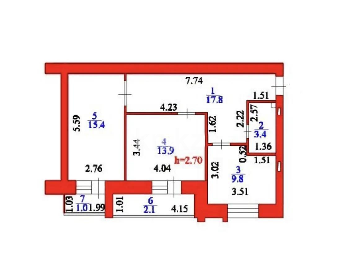Продажа 2-комнатной квартиры, 63.4 м², ул. Азербаева, дом  37/1 в Астане