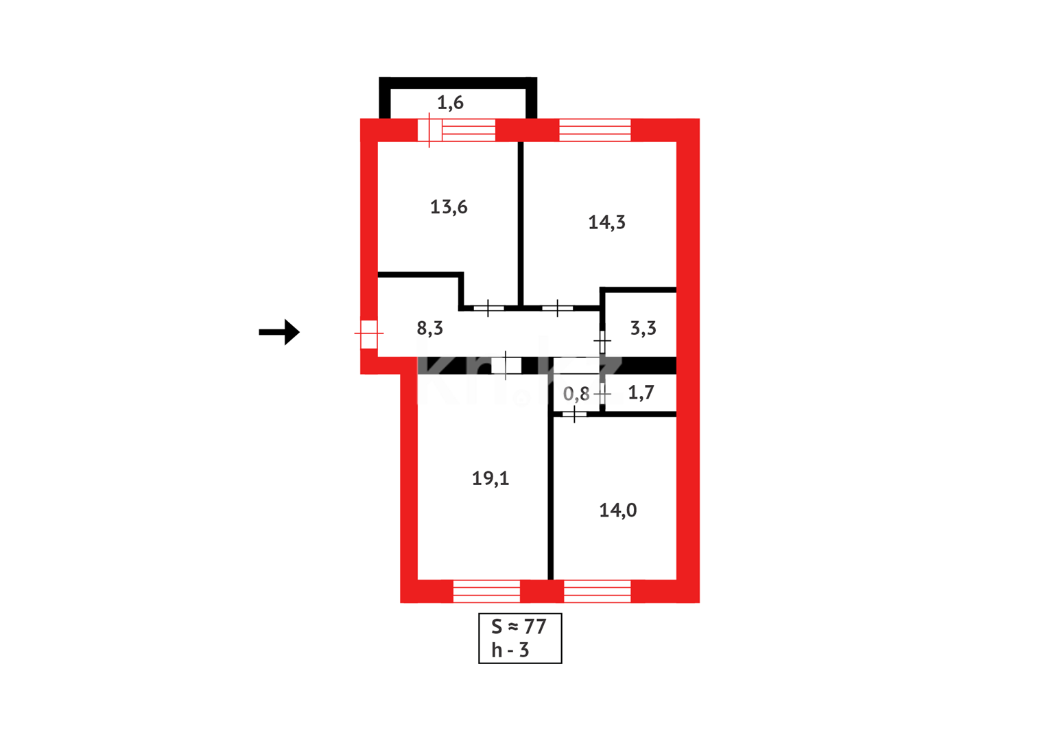 Продажа 3-комнатной квартиры, 76 м² - Продажа квартир в Караганде - страница 2 фото 11 из 11