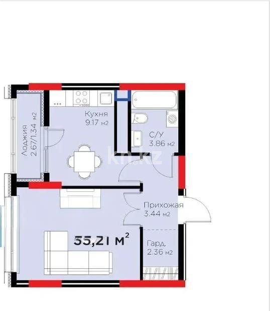 Продажа 1-комнатной квартиры, 35.21 м², ул. Жошы хана, дом  10 - Продажа квартир в новостройках Астаны фото 1 из 1