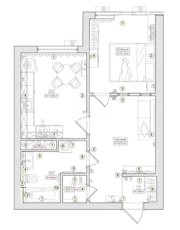 Продажа 2-комнатной квартиры, 45 м² в Алматы - фото 8