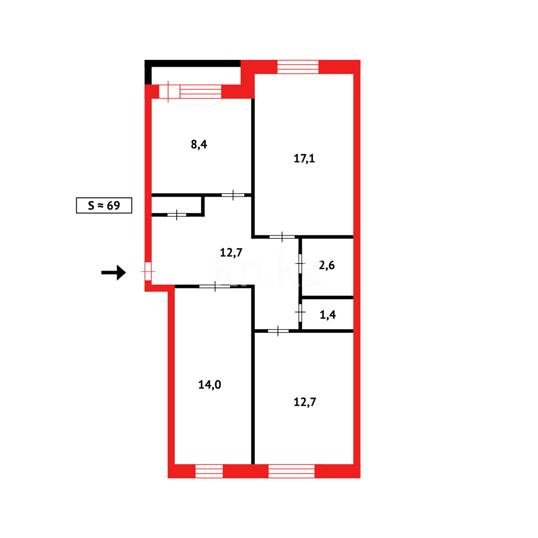 Продажа 3-комнатной квартиры, 68 м², ул. Чернышевского, дом  97/1 - Продажа квартир в Темиртау фото 12 из 12