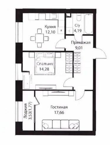 Продажа 2-комнатной квартиры, 59.01 м², ул. Жошы хана, дом  12/3 в Астане - фото 5