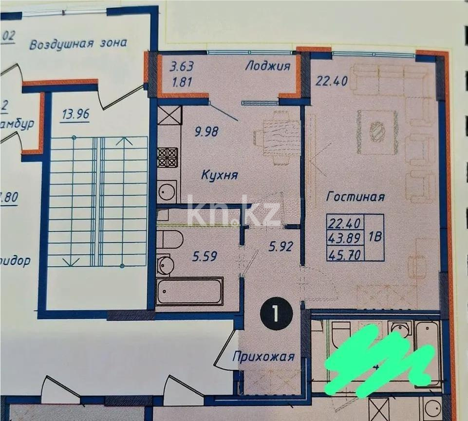 Продажа 1-комнатной квартиры, 45 м² в Астане - фото 3
