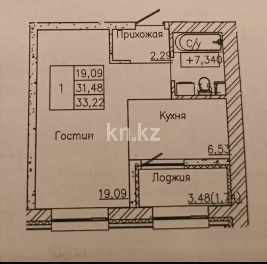 Продажа 1-комнатной квартиры, 33.22 м², ул. Сыганак, дом  12 стр в Астане