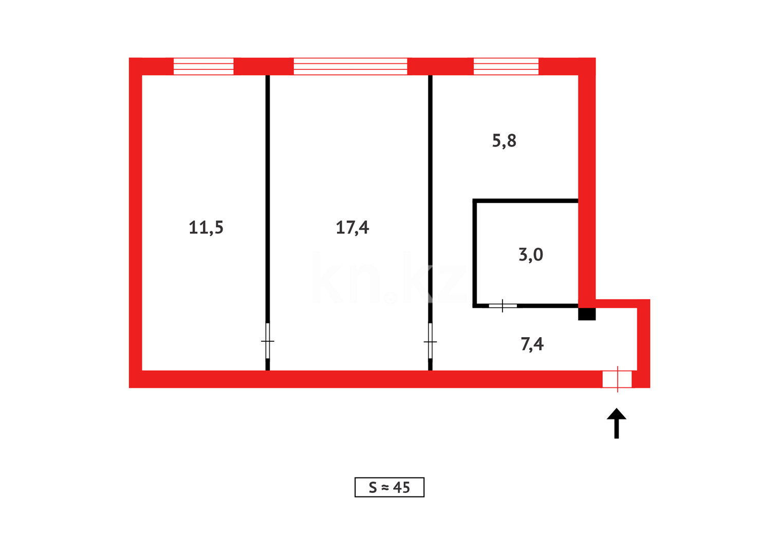 Продажа 2-комнатной квартиры, 45 м², ул. Чернышевского - Продажа земельных участков в Павлодаре фото 11 из 11