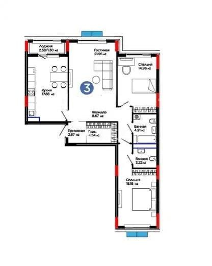 Продажа 3-комнатной квартиры, 98.29 м² - Продажа баз, складов и промышленной недвижимости в Сарани фото 1 из 1