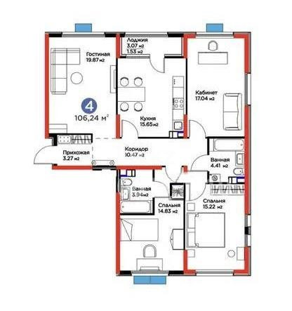 Продажа 4-комнатной квартиры, 106 м², ул. Момышулы, дом  11/14а - Продажа квартир в новостройках Алматы фото 1 из 1