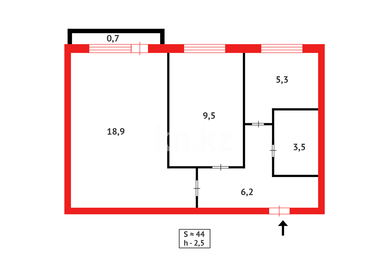 Продажа 2-комнатной квартиры, 44 м² в Караганде - фото 14