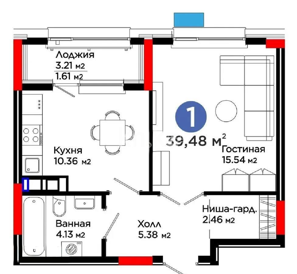 Продажа 1-комнатной квартиры, 40 м², ул. Е-321, дом  6 в Астане