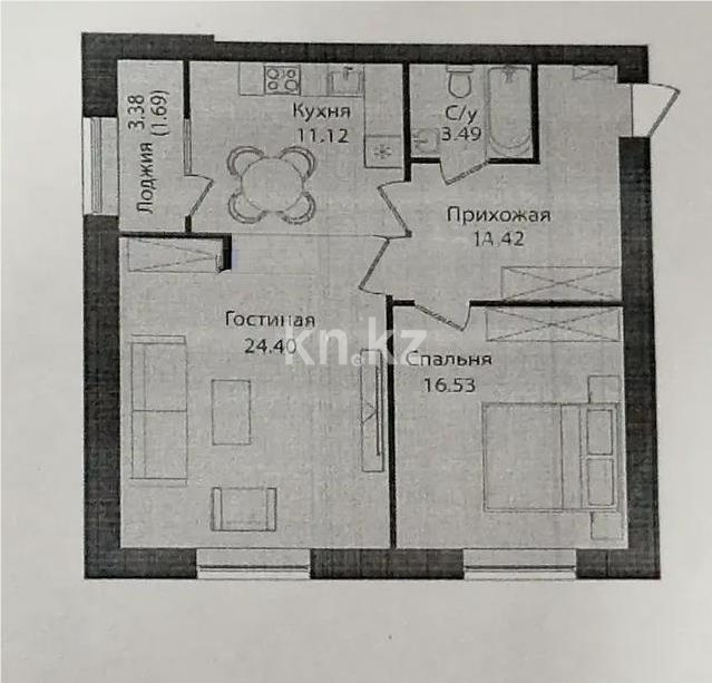 Продажа 2-комнатной квартиры, 69 м², ул. Е-15, дом  16 в Астане - фото 3