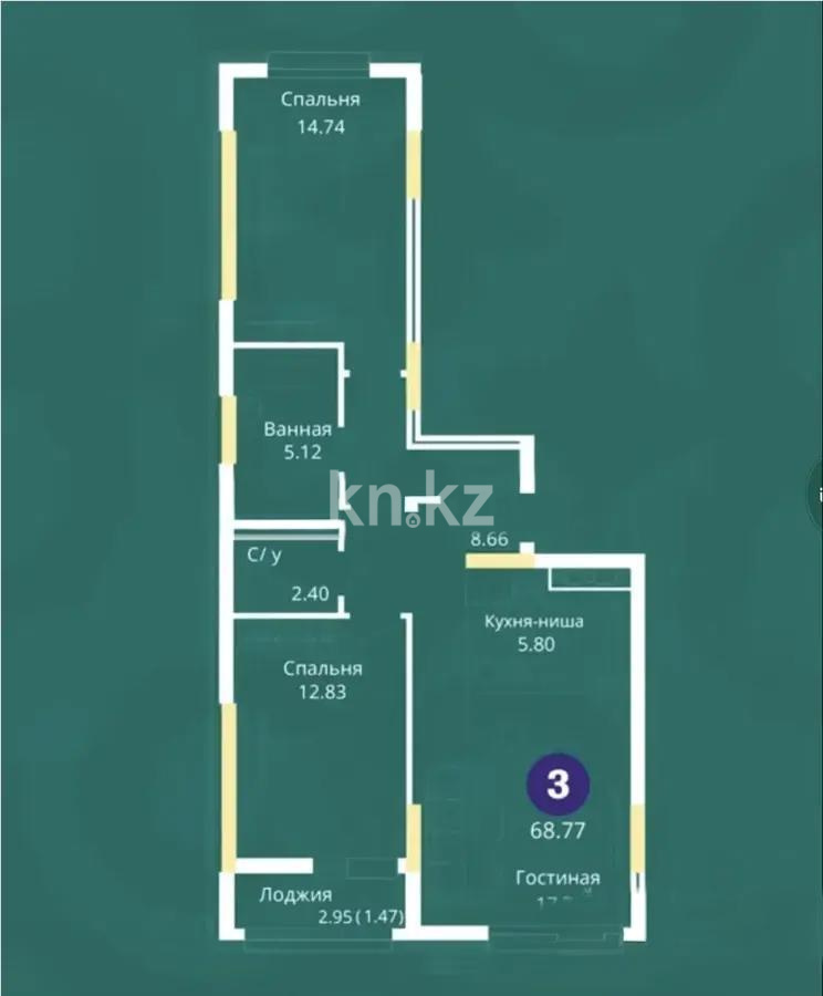 Продажа 3-комнатной квартиры, 68 м², ул. Айнакол, дом  64 - Продажа квартир в Астане фото 1 из 1
