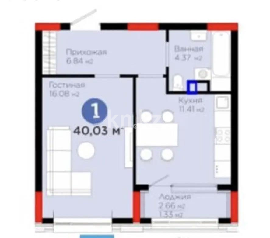 Продажа 1-комнатной квартиры, 40.03 м² - Продажа однокомнатных квартир в р-не Нура Астаны - страница 31 фото 3 из 3