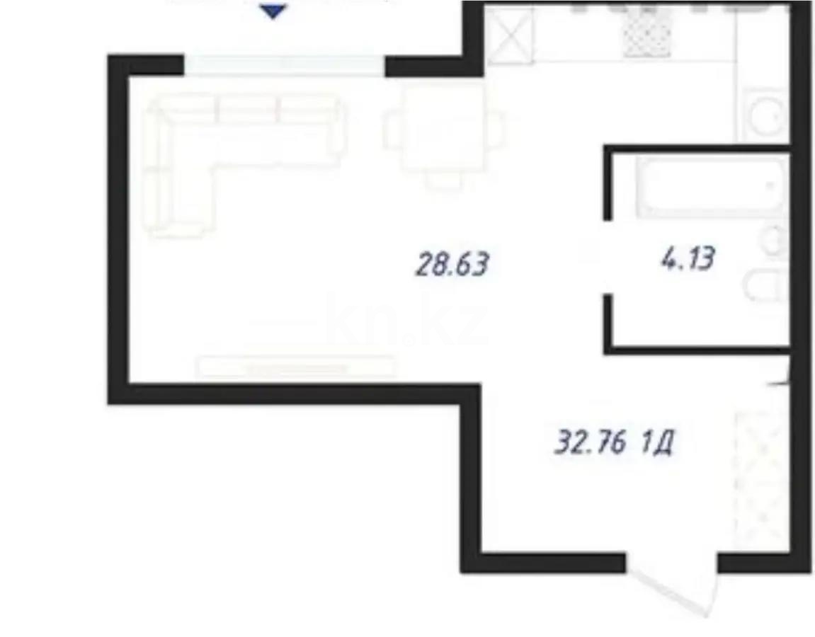 Продажа 1-комнатной квартиры, 32.76 м², ул. Байтурсынова, дом  16 стр - Продажа  однокомнатных квартир в новостройках Астаны без посредников фото 1 из 1