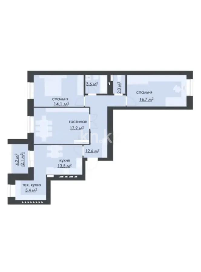 Продажа 3-комнатной квартиры, 90 м², мкр-н Степной-2, дом  участок 2/6 - Продажа  трехкомнатных квартир в Караганде фото 1 из 1