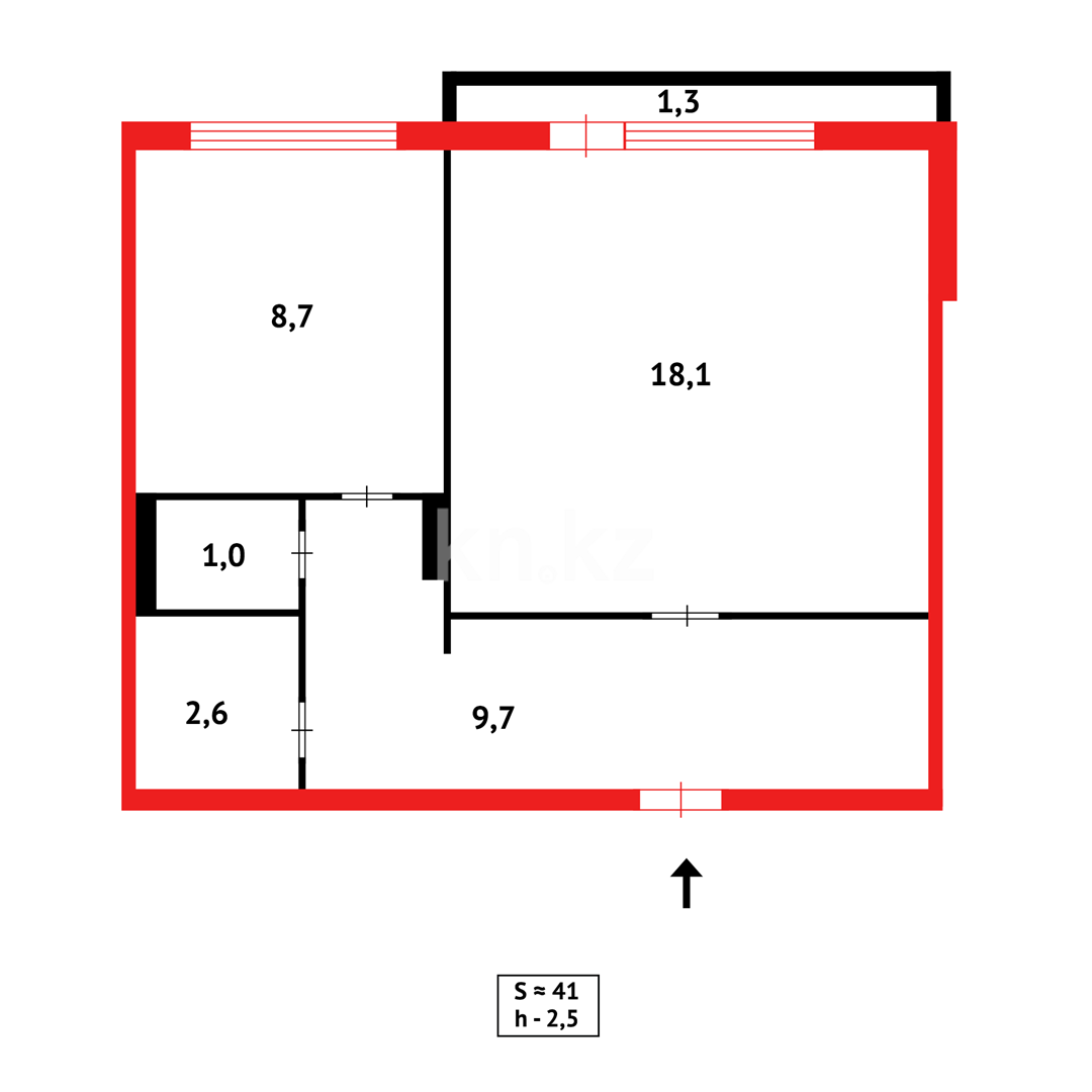 Продажа 1-комнатной квартиры, 42 м², мкр-н Степной-4 - Продажа  однокомнатных квартир в Караганде с фото фото 6 из 6