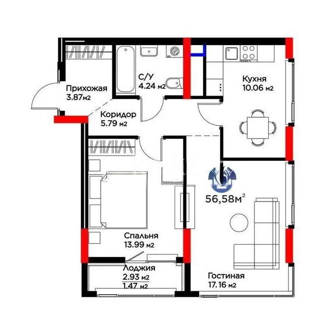 Продажа 2-комнатной квартиры, 56 м² - Недвижимость в Астане - страница 9 фото 1 из 1