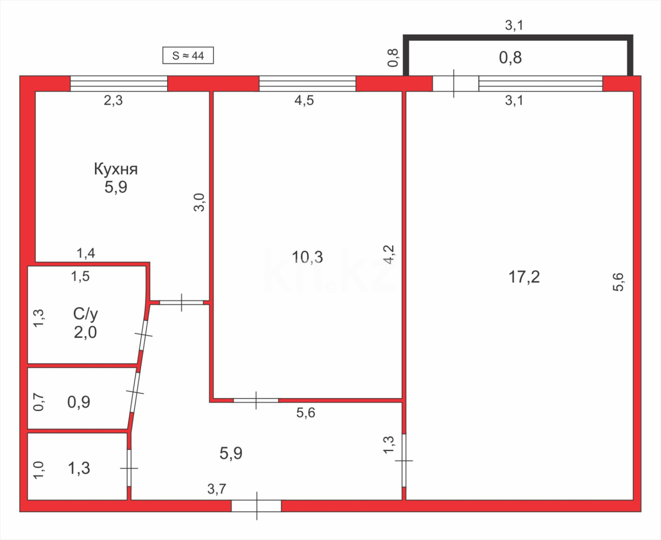 Продажа 2-комнатной квартиры, 44 м² - Продажа квартир в Караганде - страница 35 фото 8 из 8