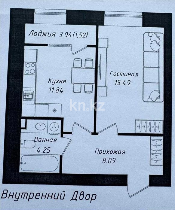 Продажа 1-комнатной квартиры, 41 м² в Астане