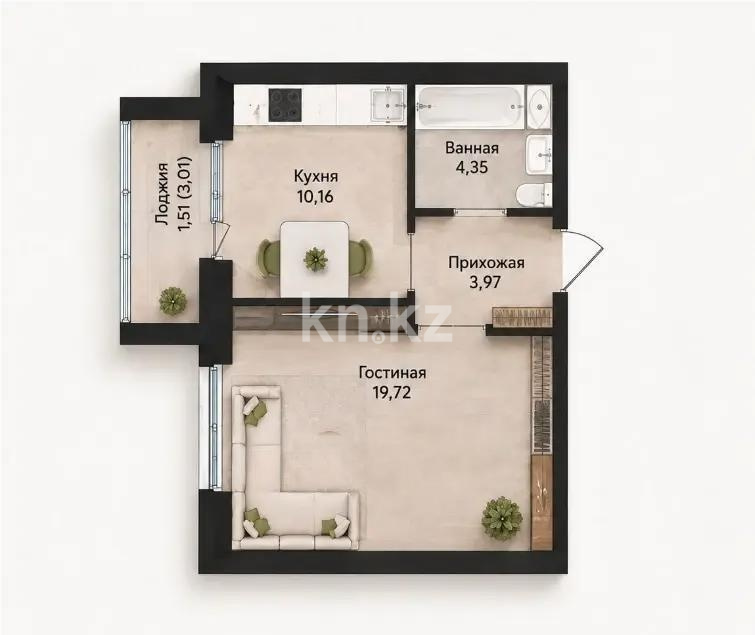 Продажа 1-комнатной квартиры, 40 м² - Продажа квартир в Караганде - страница 3 фото 1 из 1