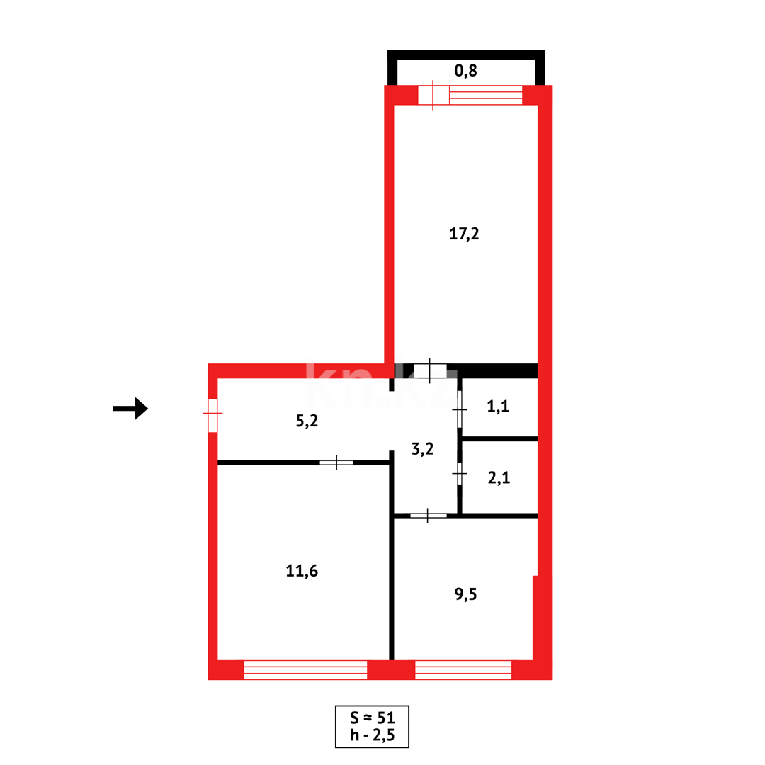 Продажа 2-комнатной квартиры, 53 м², мкр-н Шахтерский, дом  120 - Продажа квартир в Караганде без посредников фото 5 из 5