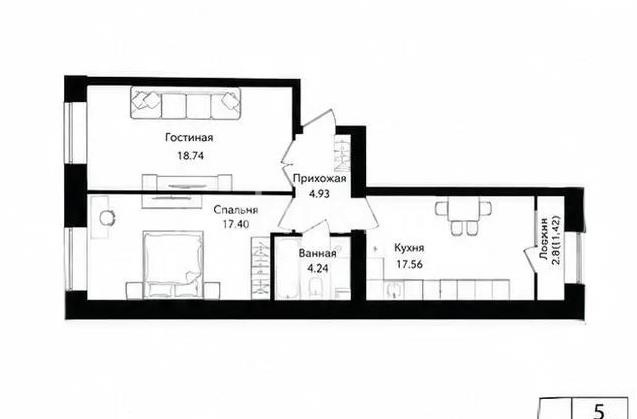 Продажа 2-комнатной квартиры, 64.29 м² в Астане - фото 3