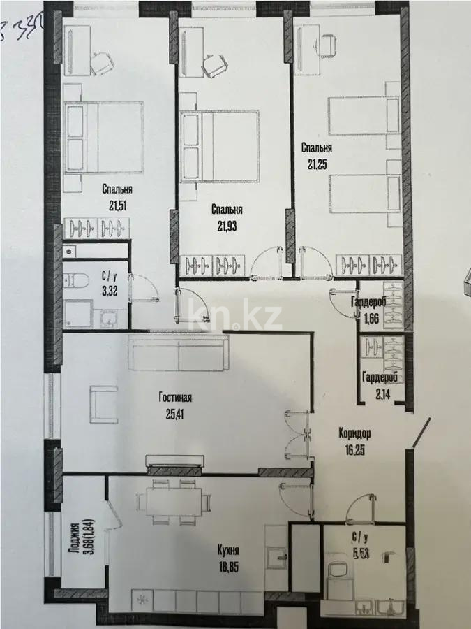 Продажа 4-комнатной квартиры, 139.39 м², ул. Бухар жырау, дом  12/2 - Продажа квартир в Астане фото 1 из 1