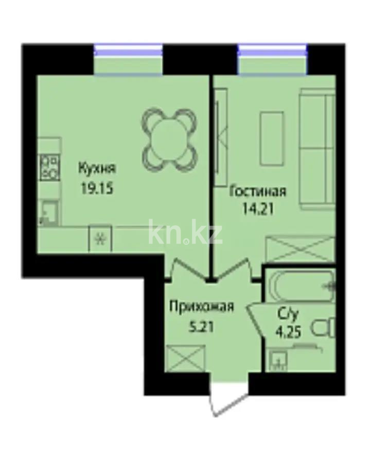 Продажа 1-комнатной квартиры, 43 м², ул. Е-15, дом  16 - Продажа квартир в Казахстане фото 1 из 1