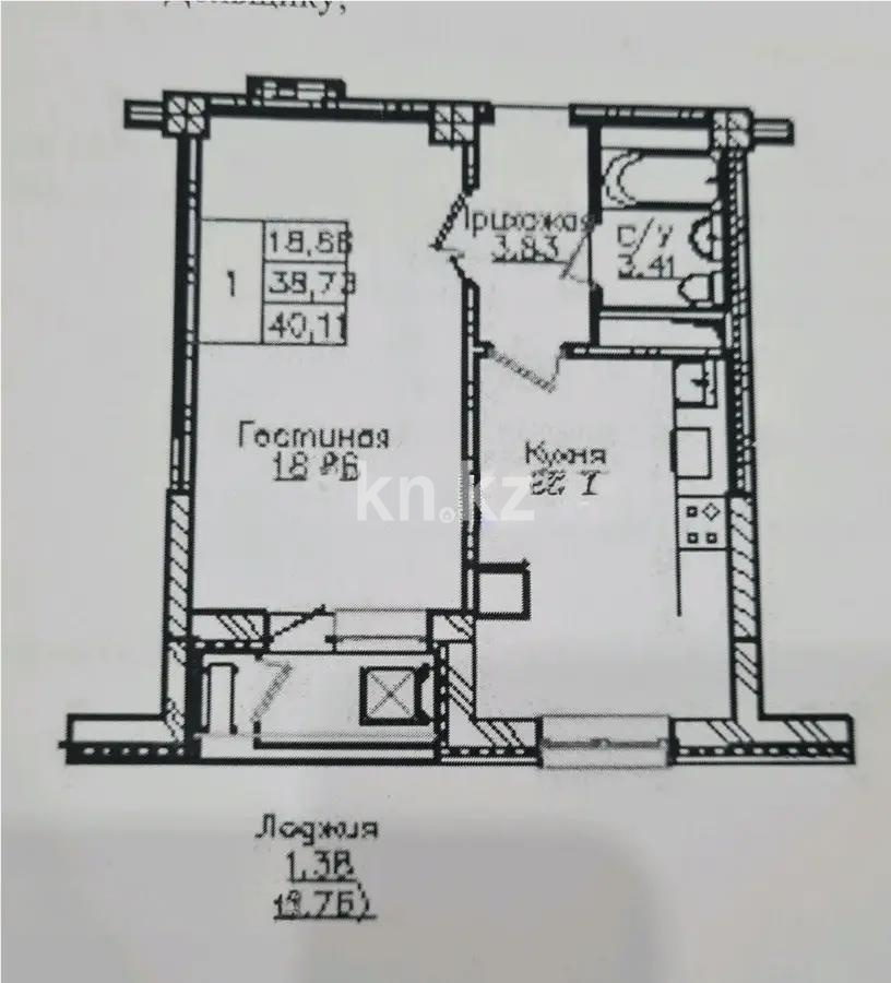 Продажа 1-комнатной квартиры, 40.11 м² в Астане