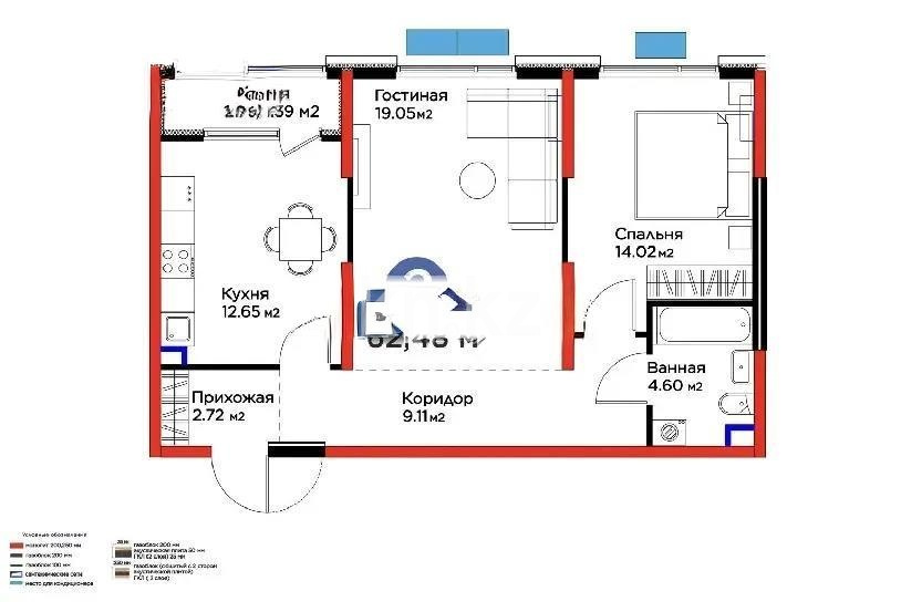 Продажа 2-комнатной квартиры, 62.48 м² - Продажа  двухкомнатных квартир в новостройках Алматы - страница 8 фото 1 из 1