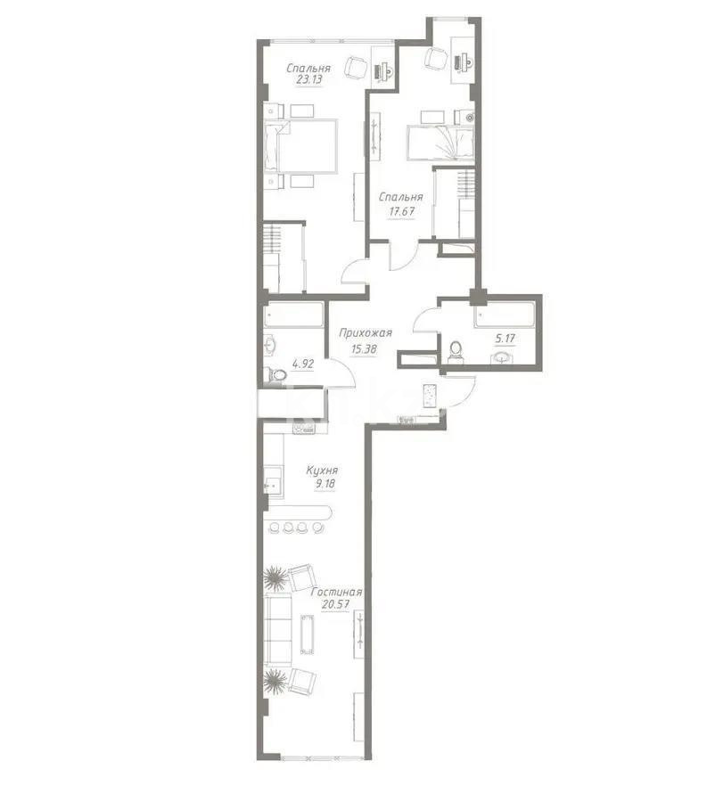 Продажа 3-комнатной квартиры, 99 м², ул. Илтипат, дом  45/1 в Алматы